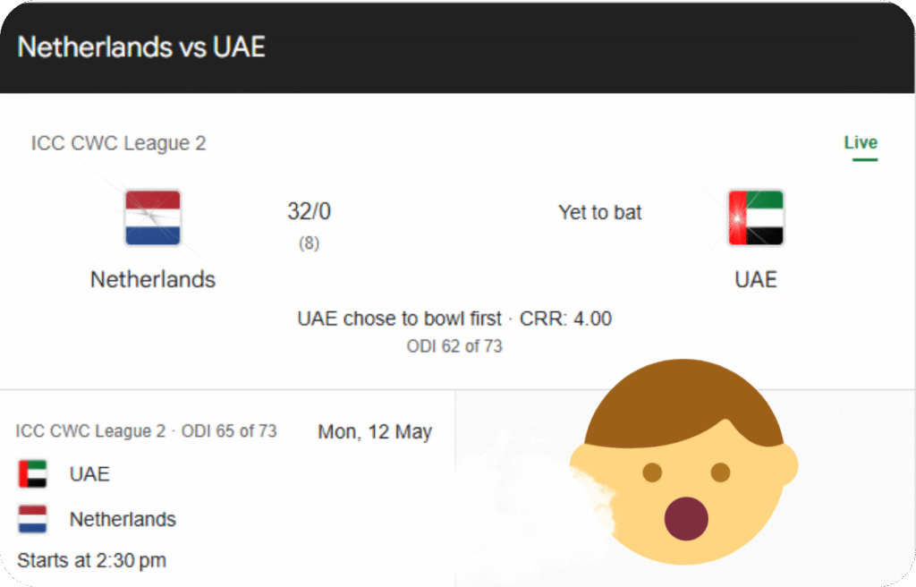 Netherlands vs UAE Live Score today